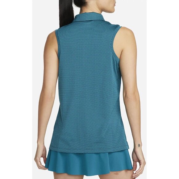 Nike Womens Dri-FIT Golf Tank Top DH2323-367 Teal Blue Green Black Size M Medium - Picture 2 of 4